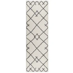2'x7' Washable Kenya Fleece Geometric Design Tufted Runner Rug Cream - Threshold™: Modern Indoor Area Carpet