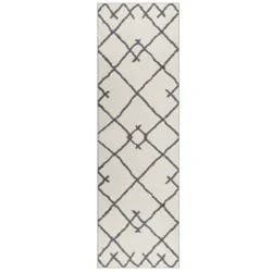 2'x7' Washable Kenya Fleece Geometric Design Tufted Runner Rug Cream - Threshold™: Modern Indoor Area Carpet
