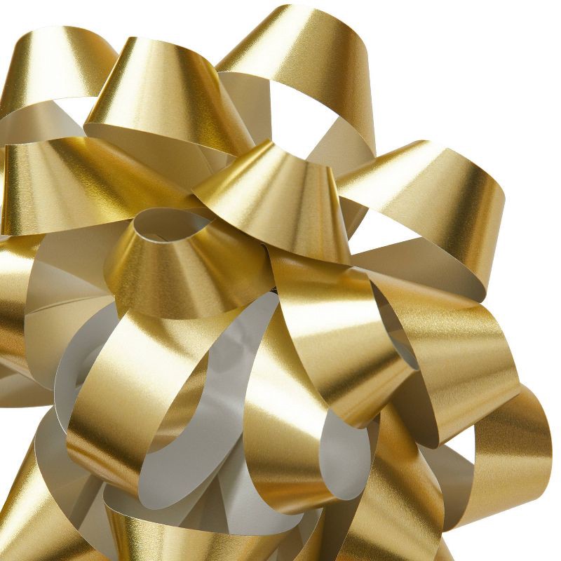 slide 2 of 4, Glitter Gift Bow Gold - Spritz™: Decorative Bows for Gift Wrapping, Birthday & Easter, Solid Pattern, 6" Plastic Accessory, 1 ct