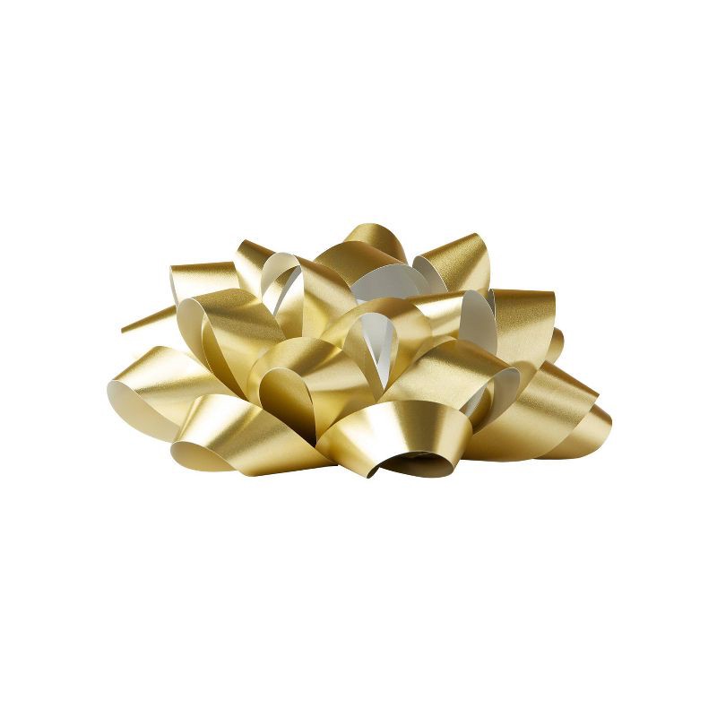 slide 3 of 4, Glitter Gift Bow Gold - Spritz™: Decorative Bows for Gift Wrapping, Birthday & Easter, Solid Pattern, 6" Plastic Accessory, 1 ct