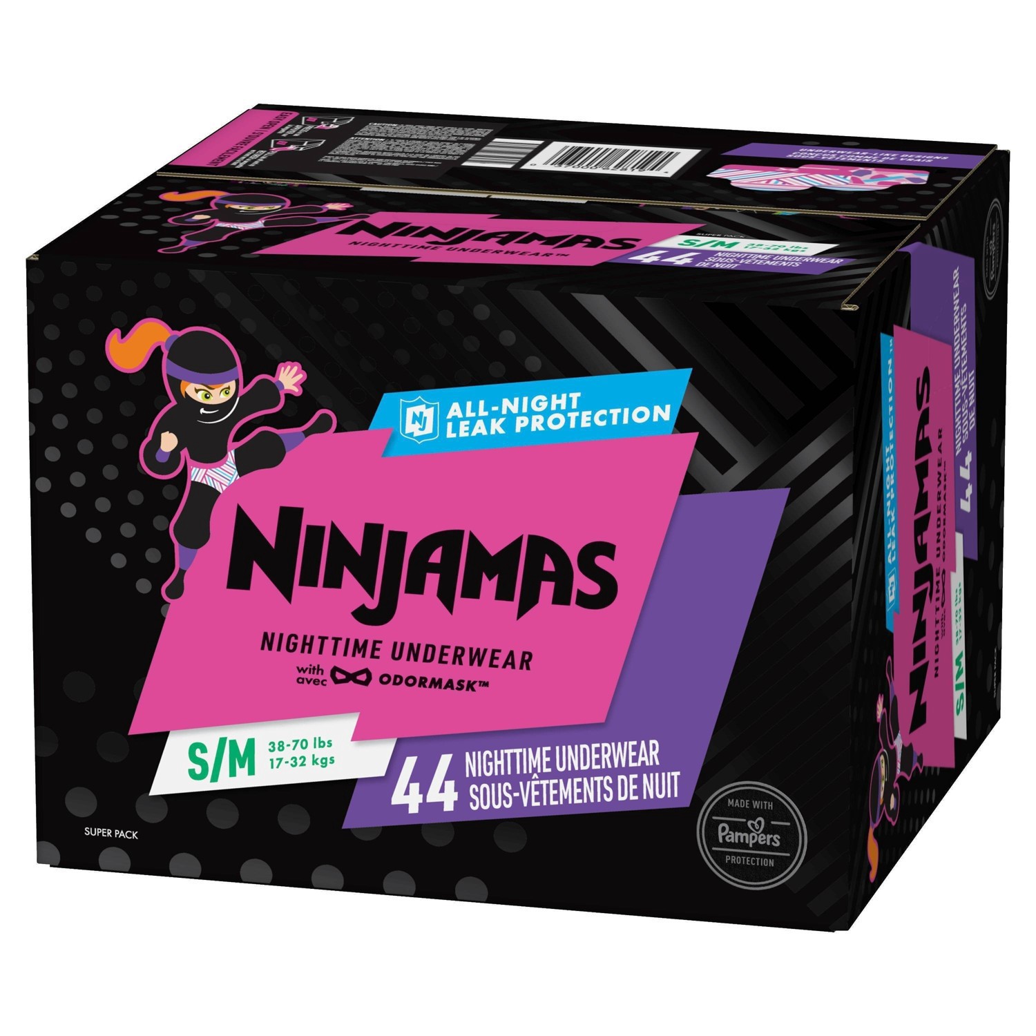 slide 1 of 8, Pampers Ninjamas Nighttime Bedwetting Underwear Girl - Size S/M - 44ct, 44 ct