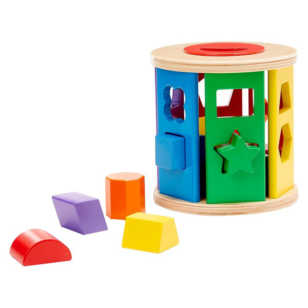 slide 2 of 4, Melissa & Doug Match and Roll Shape Sorter - Classic Wooden Toy, 1 ct
