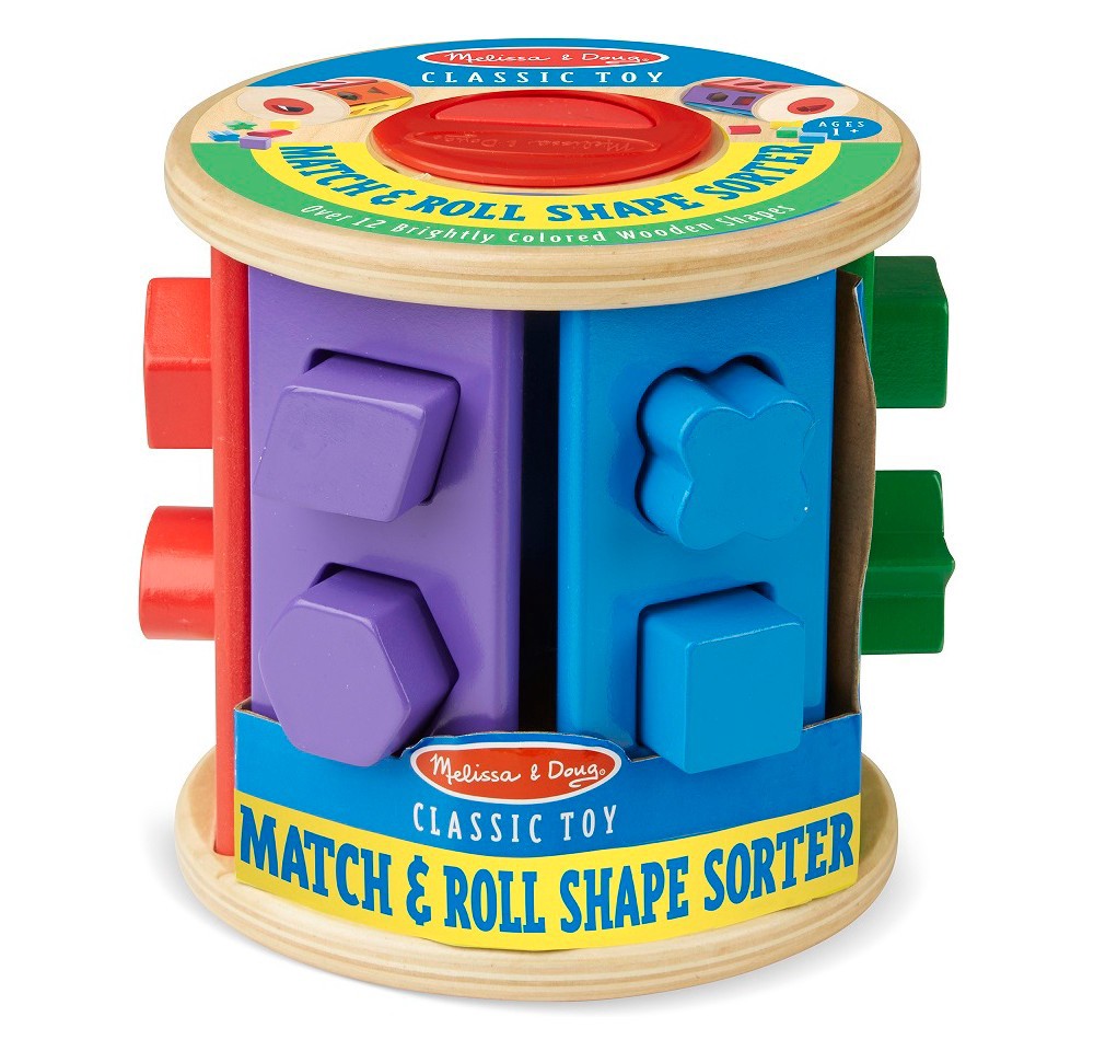 slide 3 of 4, Melissa & Doug Match and Roll Shape Sorter - Classic Wooden Toy, 1 ct