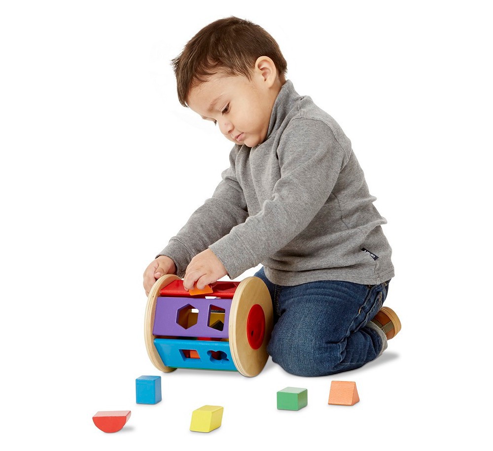 slide 4 of 4, Melissa & Doug Match and Roll Shape Sorter - Classic Wooden Toy, 1 ct