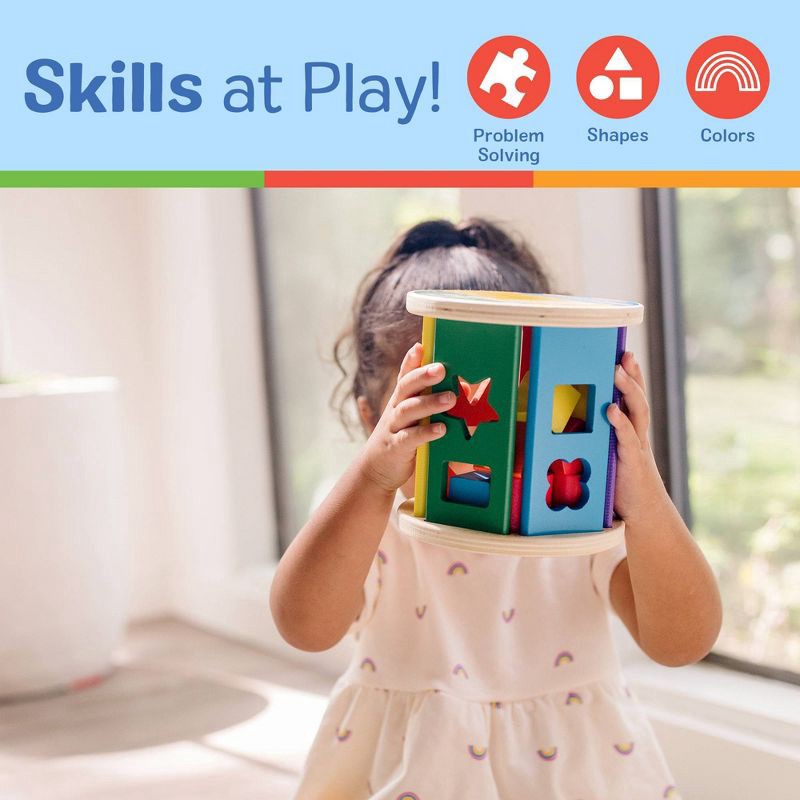 slide 5 of 9, Melissa & Doug Match and Roll Wooden Shape Sorter Skill-Building Learning Toy with 13pc, 13 ct