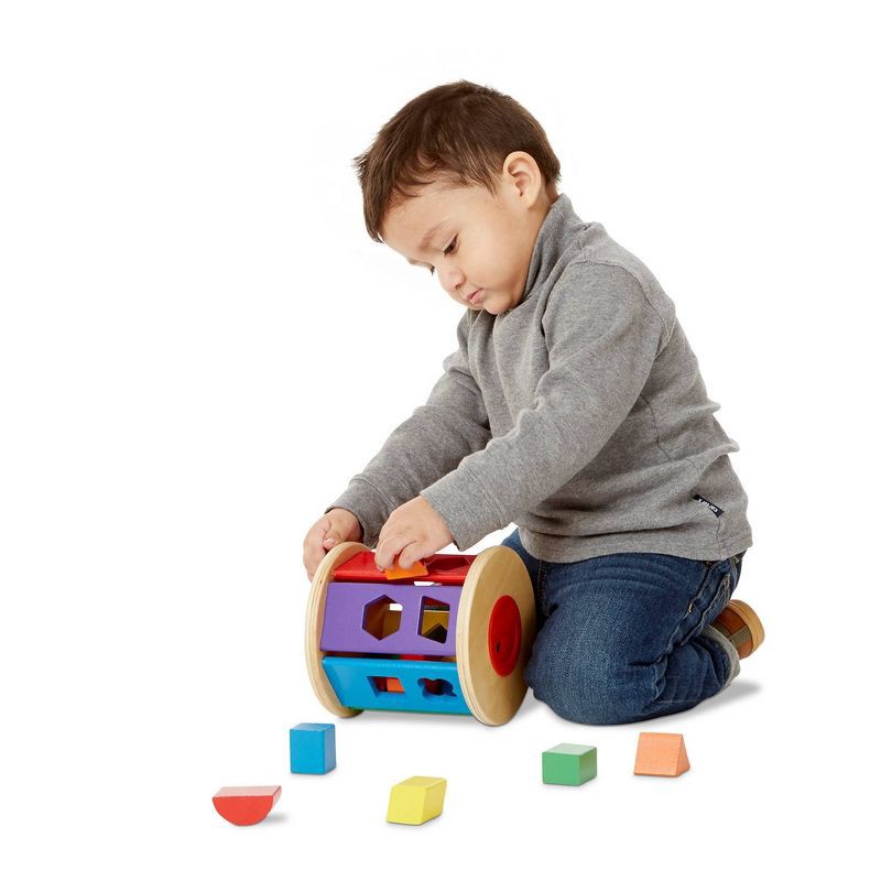 slide 8 of 9, Melissa & Doug Match and Roll Wooden Shape Sorter Skill-Building Learning Toy with 13pc, 13 ct