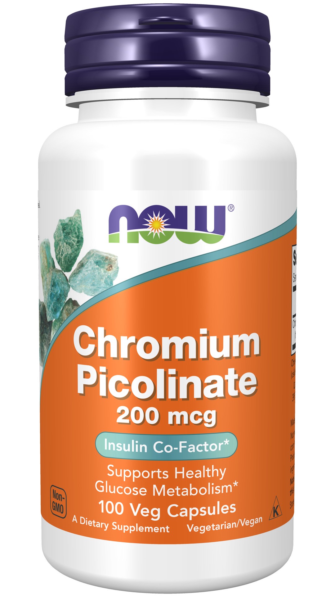 slide 1 of 4, Now Chromium Picolinate, 200 Mcg, Veg Capsules, 100 ct