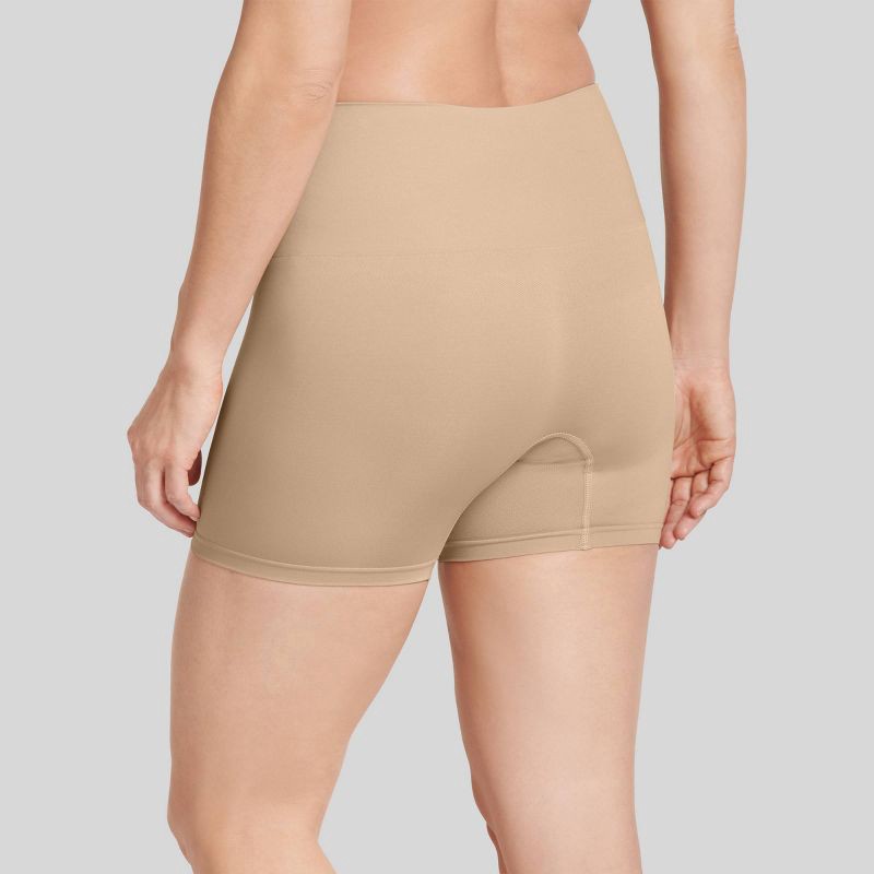 slide 2 of 3, Jockey Generation™ Women's Tummy Smoothing Mid-Waist Boyshorts - Beige M: Nylon Spandex Knit Shapewear, 1 ct