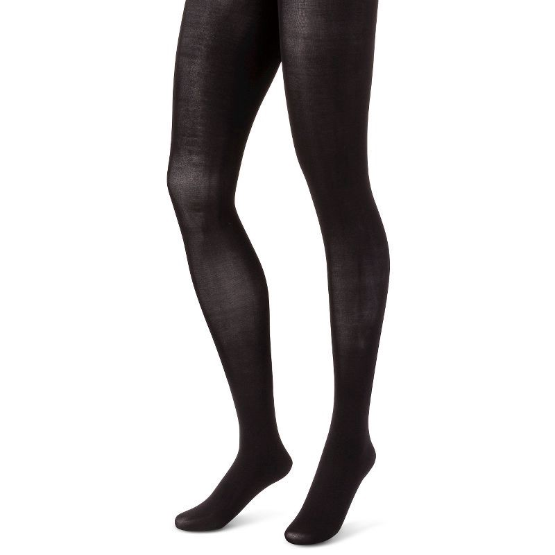 slide 1 of 3, Hanes Premium Women's 2pk Opaque Tights - Black XL, 2 ct