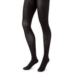 Hanes Premium Women's 2pk Opaque Tights - Black L: Nylon Spandex, High Waisted, Seamless Toe