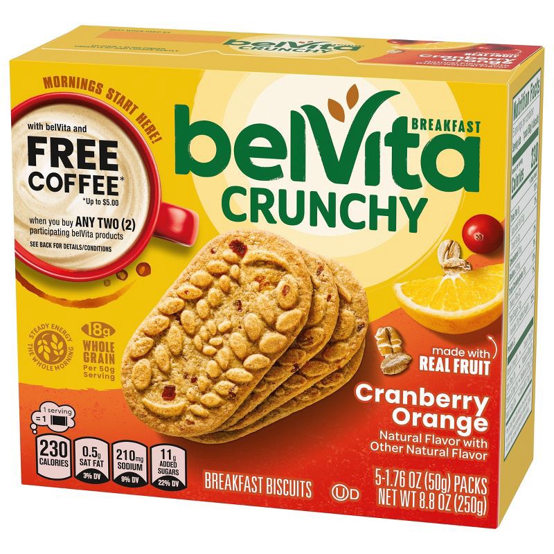 slide 10 of 19, BelVita Cranberry Orange Breakfast Biscuits - 8.8oz/5pk, 5 ct; 8.8 oz