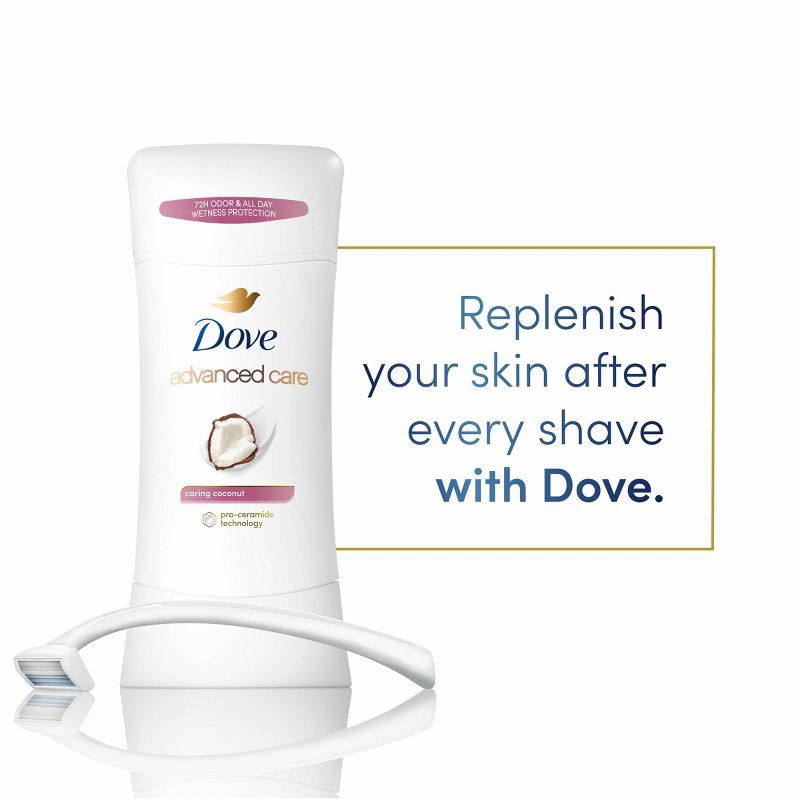 slide 4 of 12, Dove Beauty Advanced Care Caring Coconut 72-Hour Antiperspirant & Deodorant Stick - 2.6oz, 2.6 oz