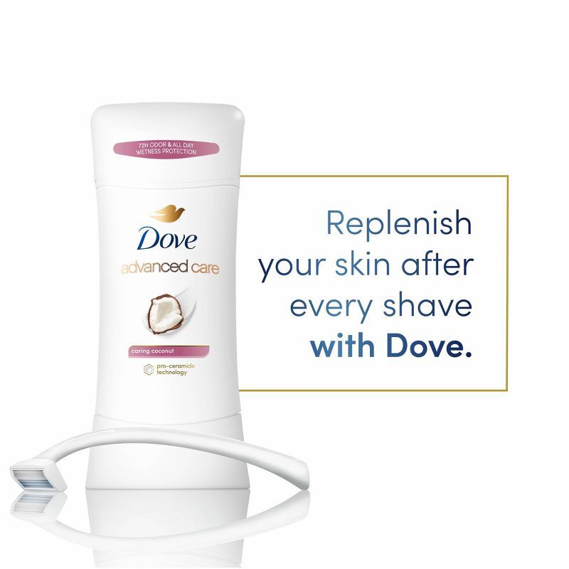 slide 4 of 12, Dove Beauty Advanced Care Caring Coconut 48-Hour Antiperspirant & Deodorant Stick - 2.6oz, 2.6 oz