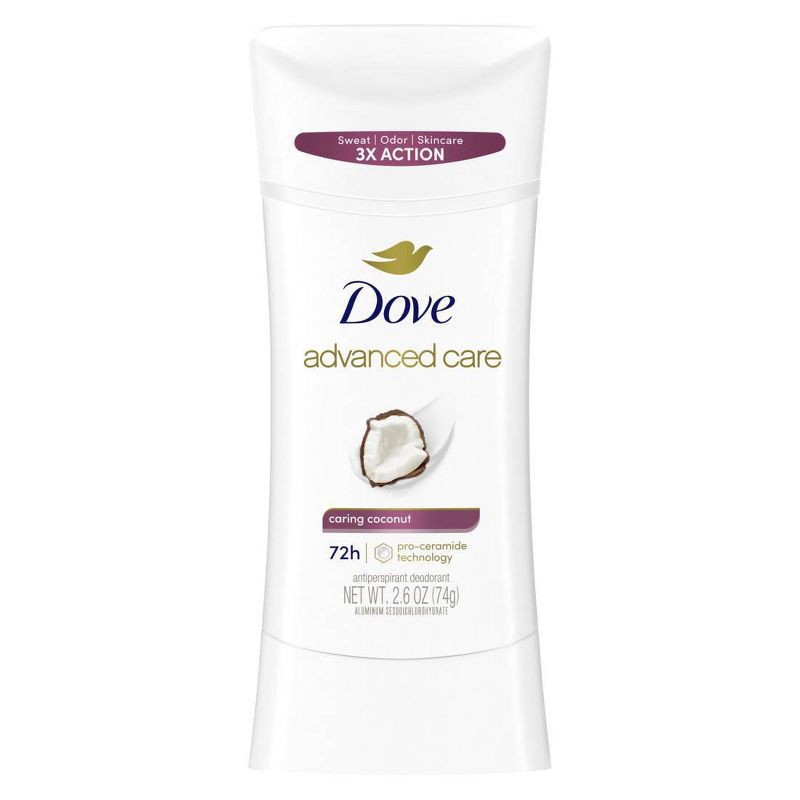 slide 1 of 9, Dove Beauty Advanced Care Caring Coconut 72-Hour Solid Antiperspirant & Deodorant Stick - 2.6oz, 2.6 oz