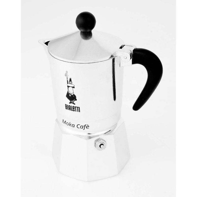 slide 2 of 6, Bialetti 3 Cup Moka Stovetop Espresso Maker - Silver: Aluminum, Manual, Hand Wash, Glossy, Ground Coffee, Mesh Filter, 1 ct