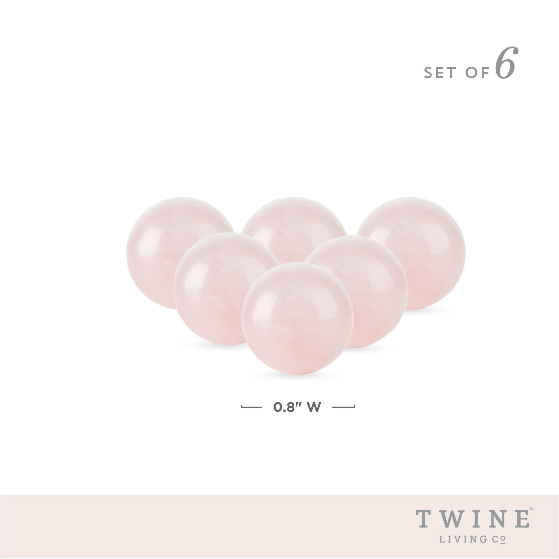 slide 4 of 5, Twine Rose Quartz Wine Gems, Pink Drink Chillers, Real Polished Rose Quartz Stone Spheres, Whiskey Stones, Pink, Set of 6, 1 ct