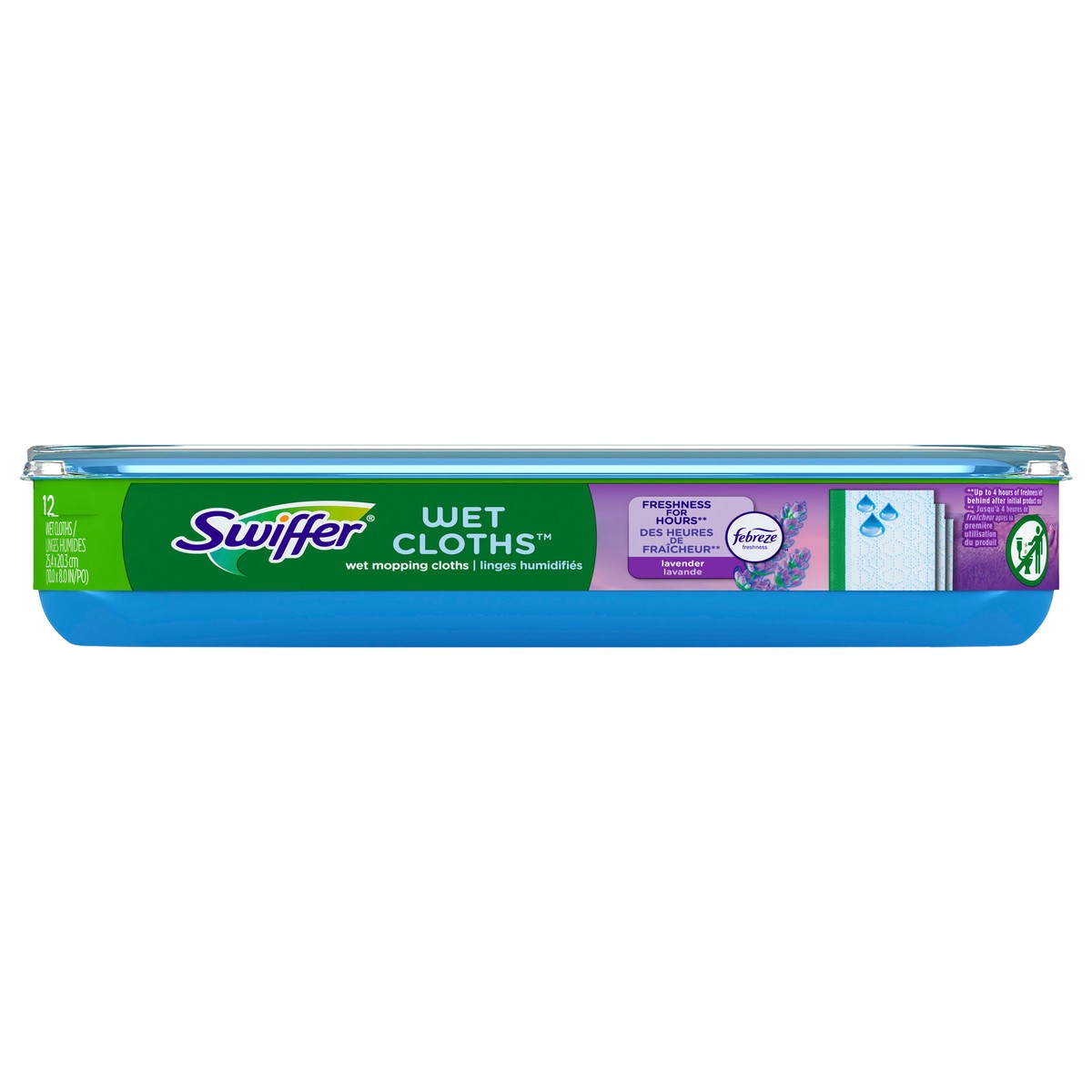 slide 1 of 2, Swiffer Sweeper Wet Mopping Cloth Refills for Floor Mopping and Cleaning, Multi-Surface Floor Cleaner with Febreze Freshness, Lavender Scent, 12 count, 12 ct