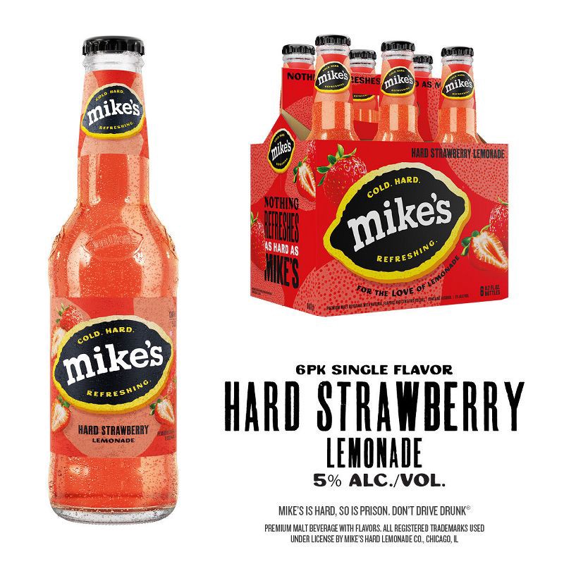slide 3 of 13, Mike's Hard Lemonade Mike's Hard Strawberry Lemonade - 6pk/11.2 fl oz Bottles, 6 ct; 11.2 fl oz