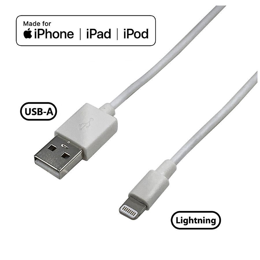 slide 3 of 3, Infinitive USB-A to Lightning PVC Cable 6ft, 6 ft