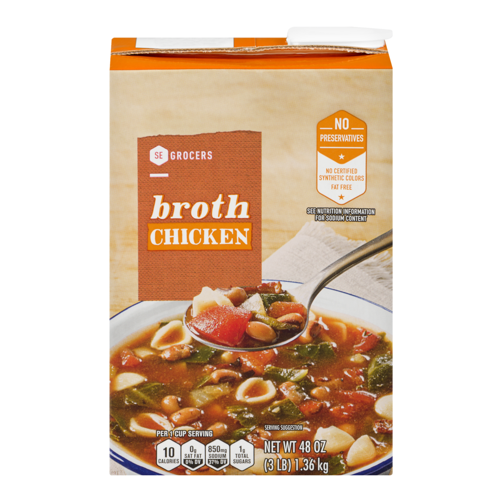 slide 1 of 1, SE Grocers Chicken Broth, 48 oz