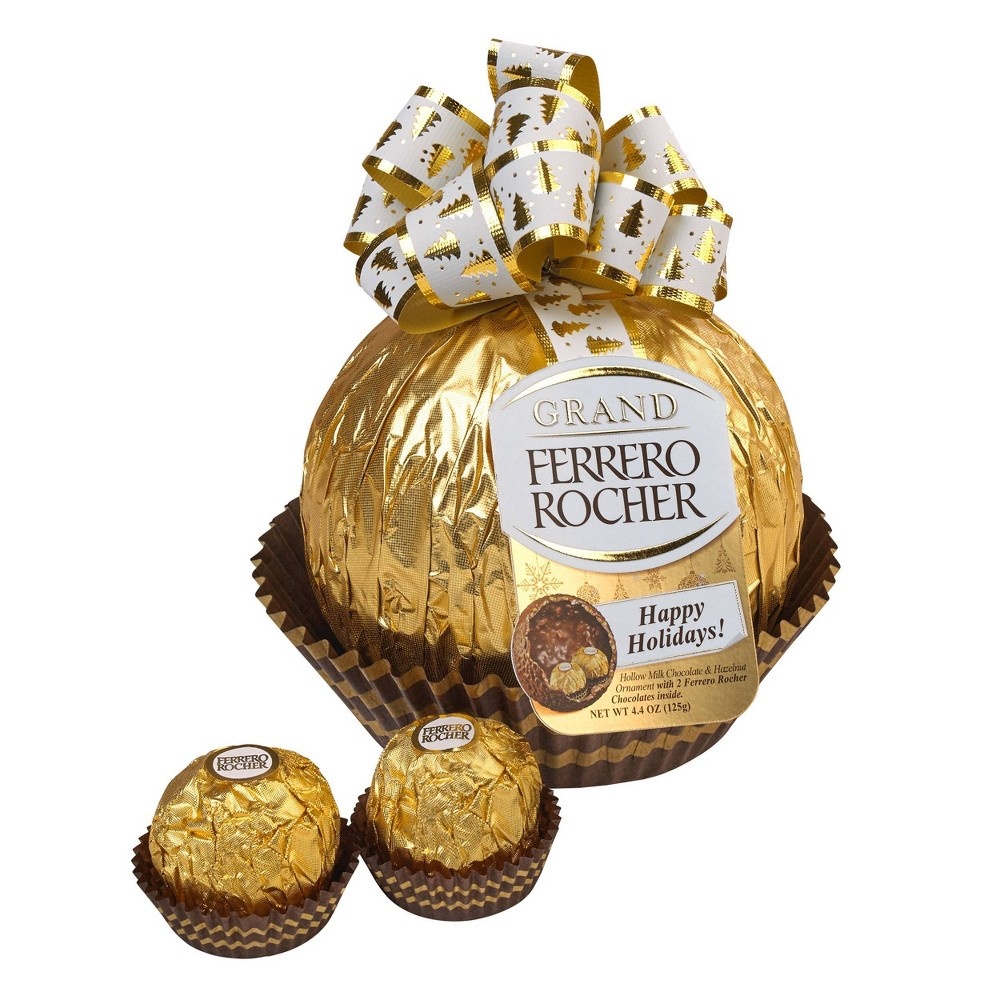 slide 3 of 5, Ferrero Rocher Grand Ferrero Rocher Milk Chocolate and Hazelnut Ornament, 3.5 oz