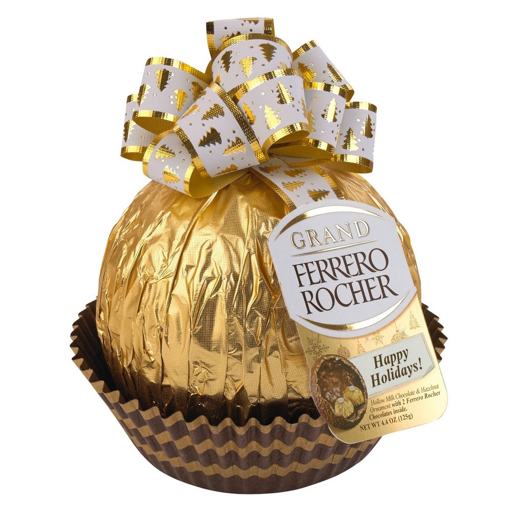 slide 4 of 5, Ferrero Rocher Grand Ferrero Rocher Milk Chocolate and Hazelnut Ornament, 3.5 oz