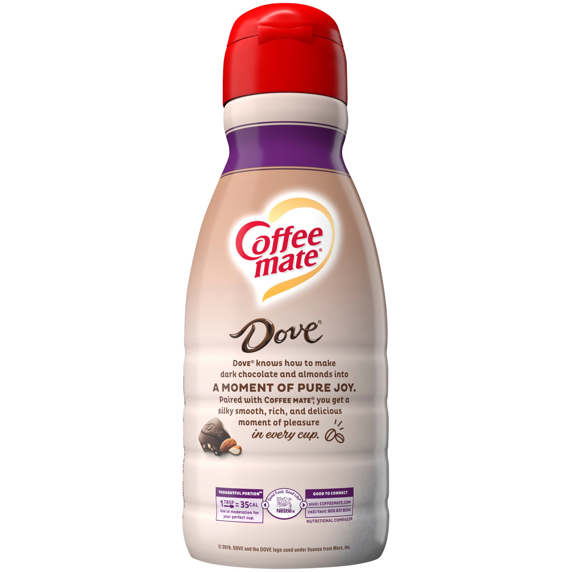 slide 3 of 7, Coffee-Mate Dove Dark Chocolate & Almond Liquid Coffee Creamer, 32 fl oz