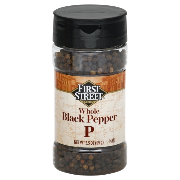 slide 1 of 1, First Street Whole Black Pepper, 3.5 oz