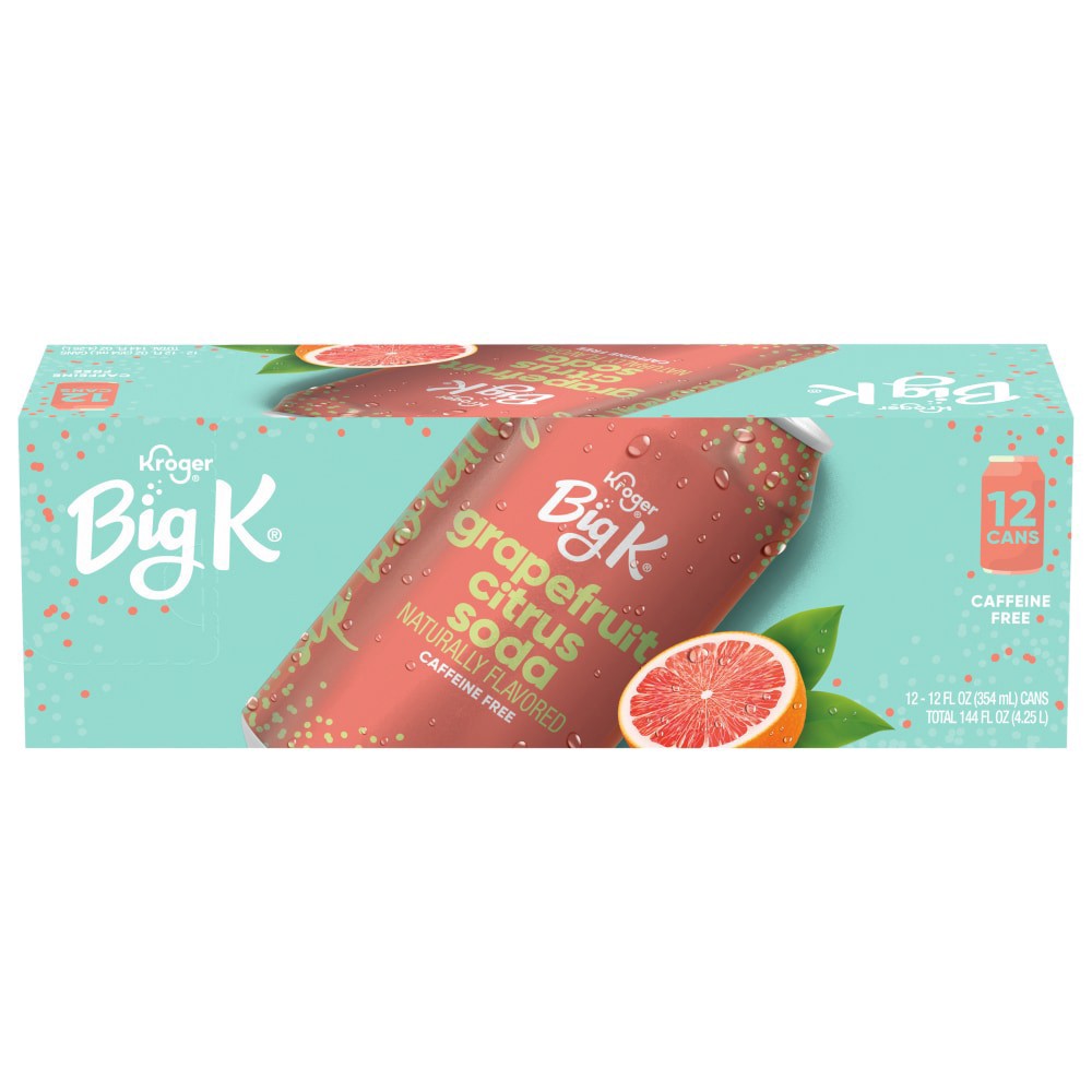 slide 1 of 2, Big K Grapefruit Citrus Soda Cans - 12 ct; 12 fl oz, 12 ct; 12 fl oz