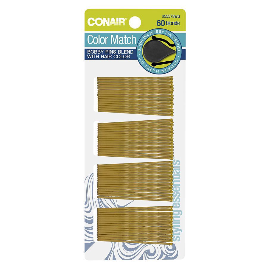 slide 1 of 1, Conair Color Match Blonde Bobby Pins, 60 ct