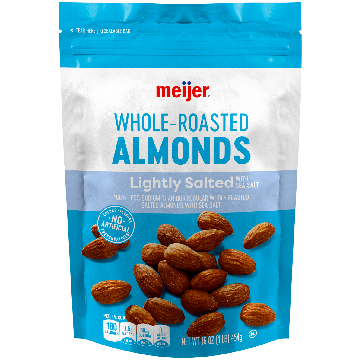 slide 1 of 5, Meijer Whole Lightly Salted Roasted Almonds, 16 oz