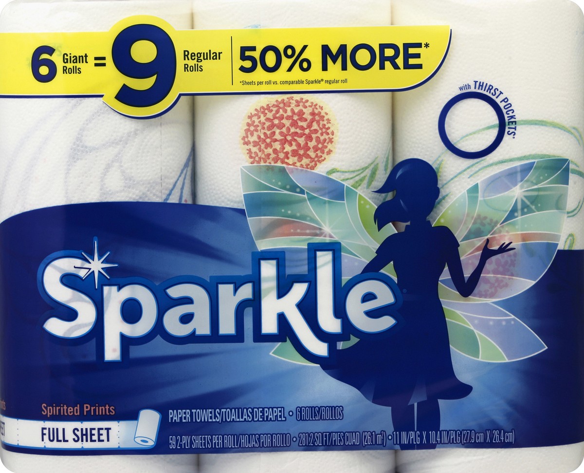 slide 4 of 4, Sparkle Full Sheet Paper Towels - 6 Giant Rolls, 8 ct