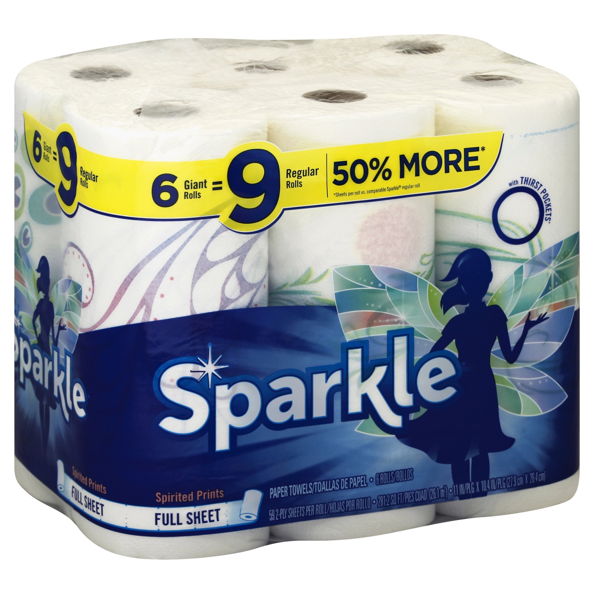 slide 1 of 4, Sparkle Full Sheet Paper Towels - 6 Giant Rolls, 8 ct