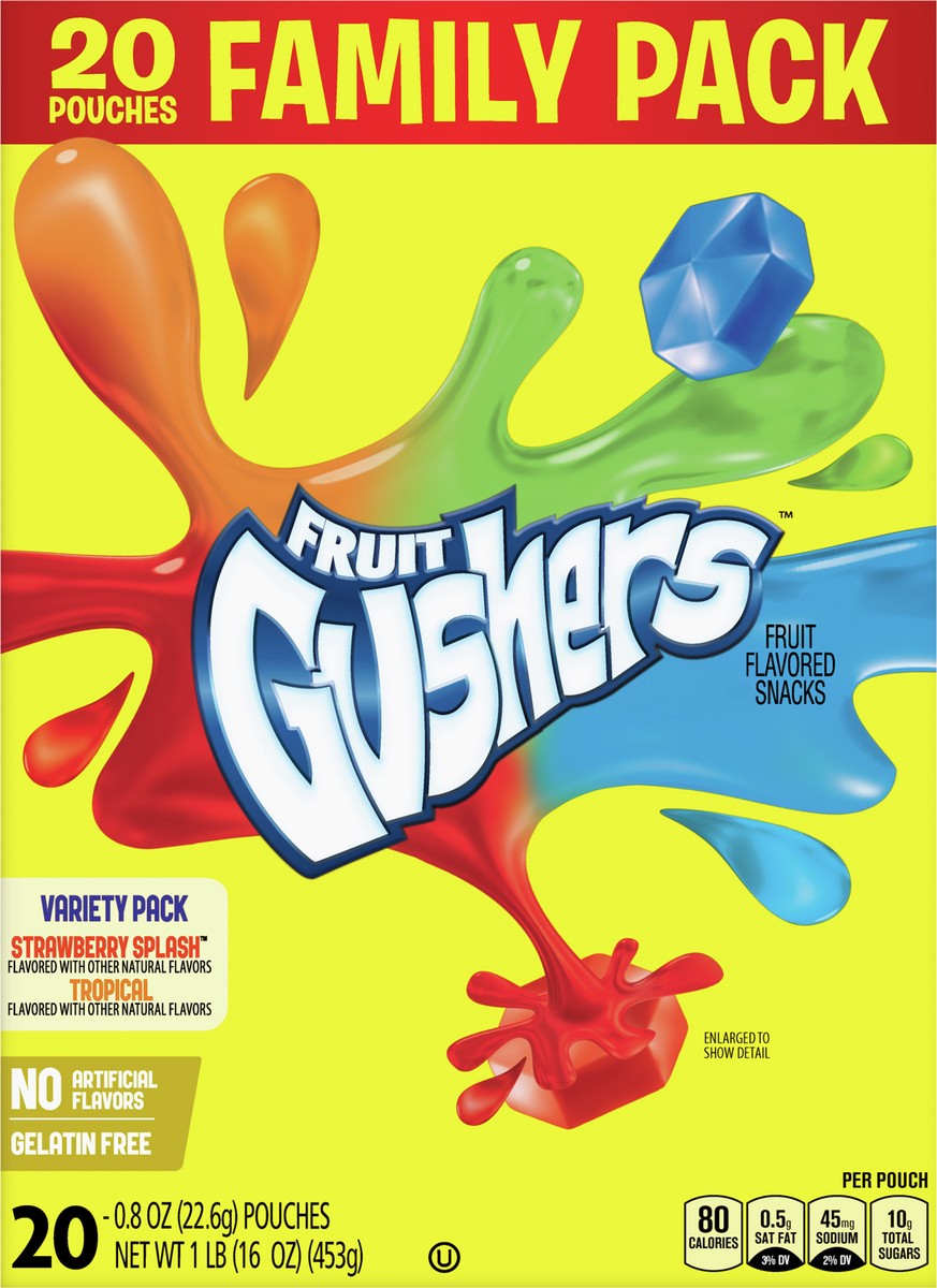 slide 6 of 9, Fruit Gushers Fruit Flavored Snacks, Variety Pack, Strawberry and Tropical, 20 ct, 20 ct