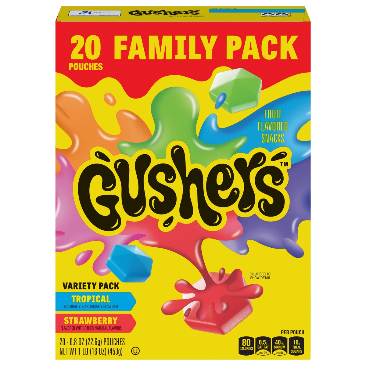 slide 1 of 9, Fruit Gushers Fruit Flavored Snacks, Variety Pack, Strawberry and Tropical, 20 ct, 20 ct