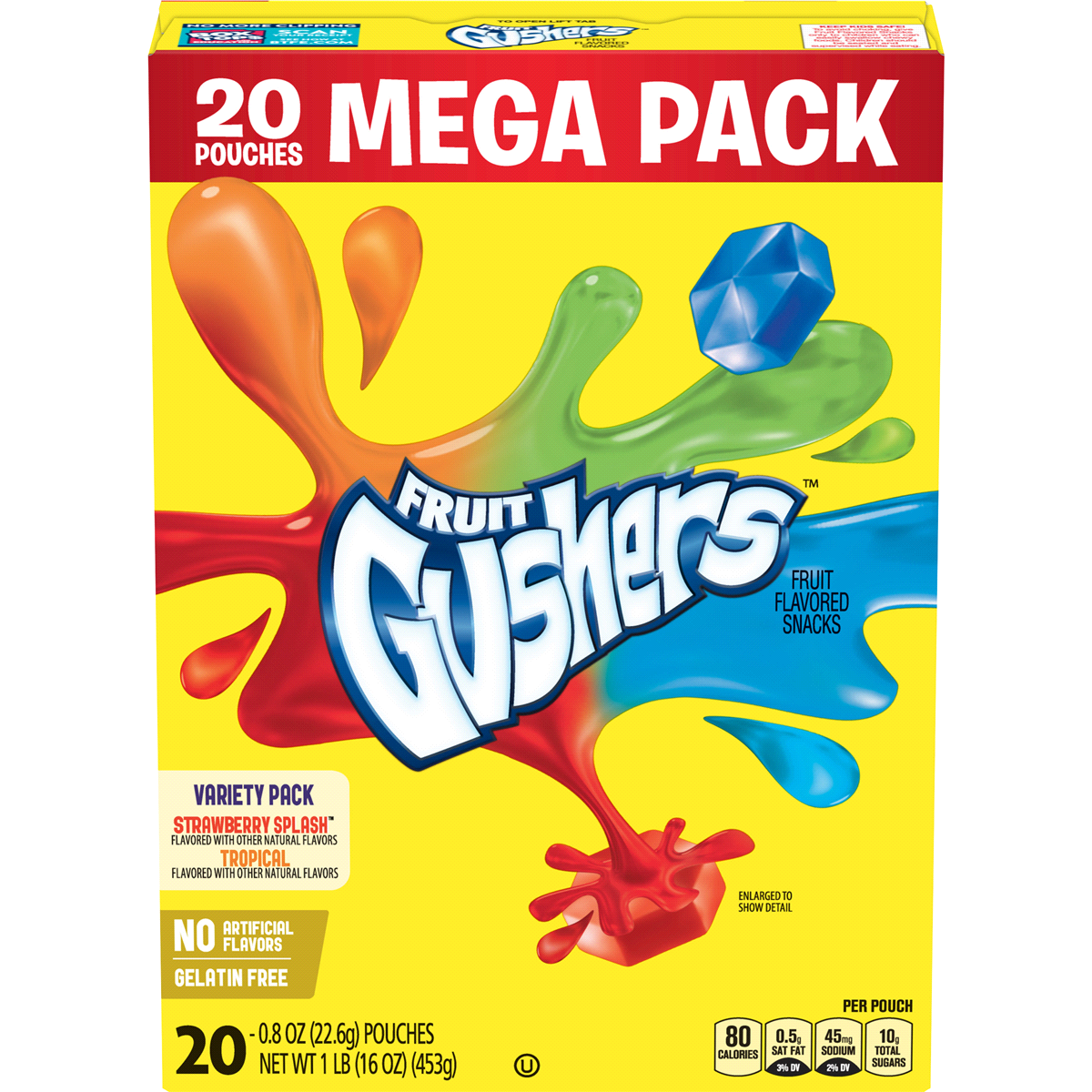 slide 1 of 1, Fruit Gushers Strawberry Splash and Tropical Flavors, 20 ct