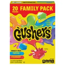 Fruit Gushers Fruit Flavored Snacks, Variety Pack, Strawberry and Tropical, 20 ct