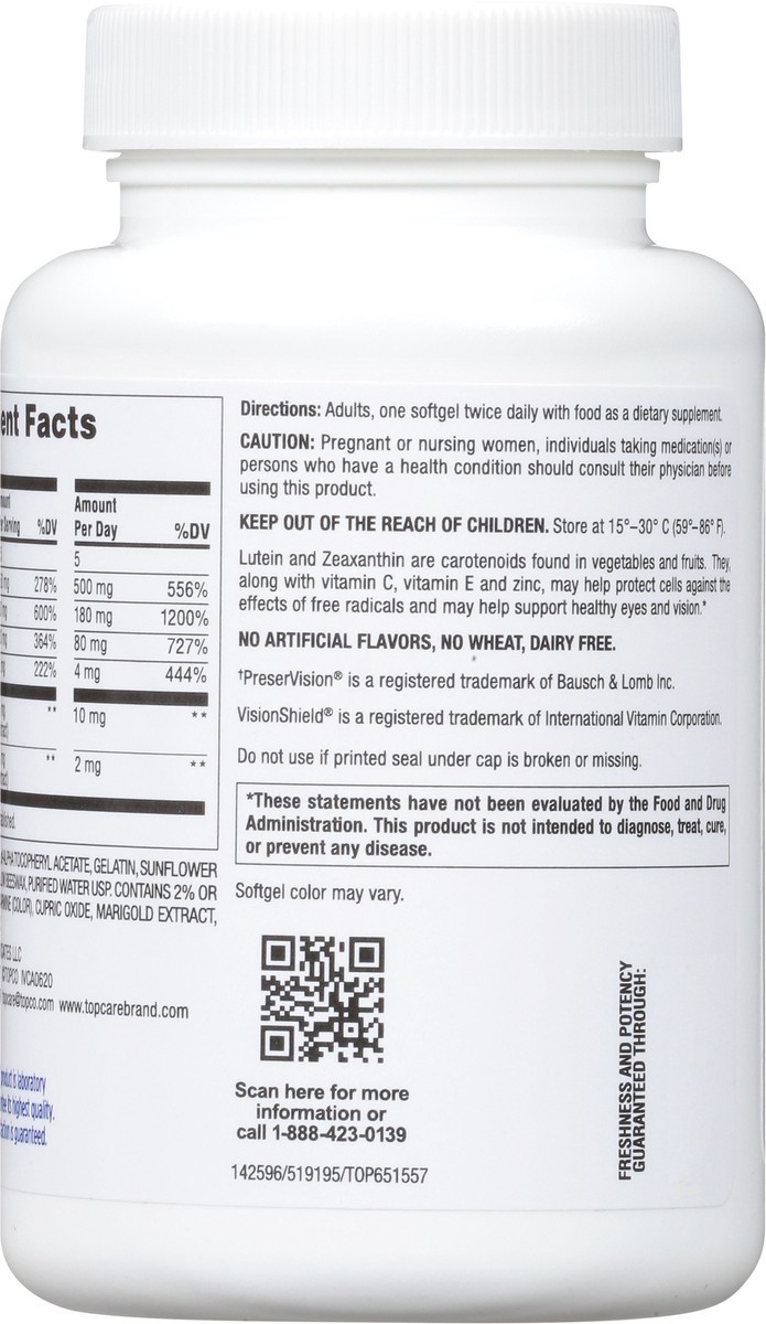 slide 8 of 9, TopCare Vitamin Vision Sheild Softgels, 120 ct