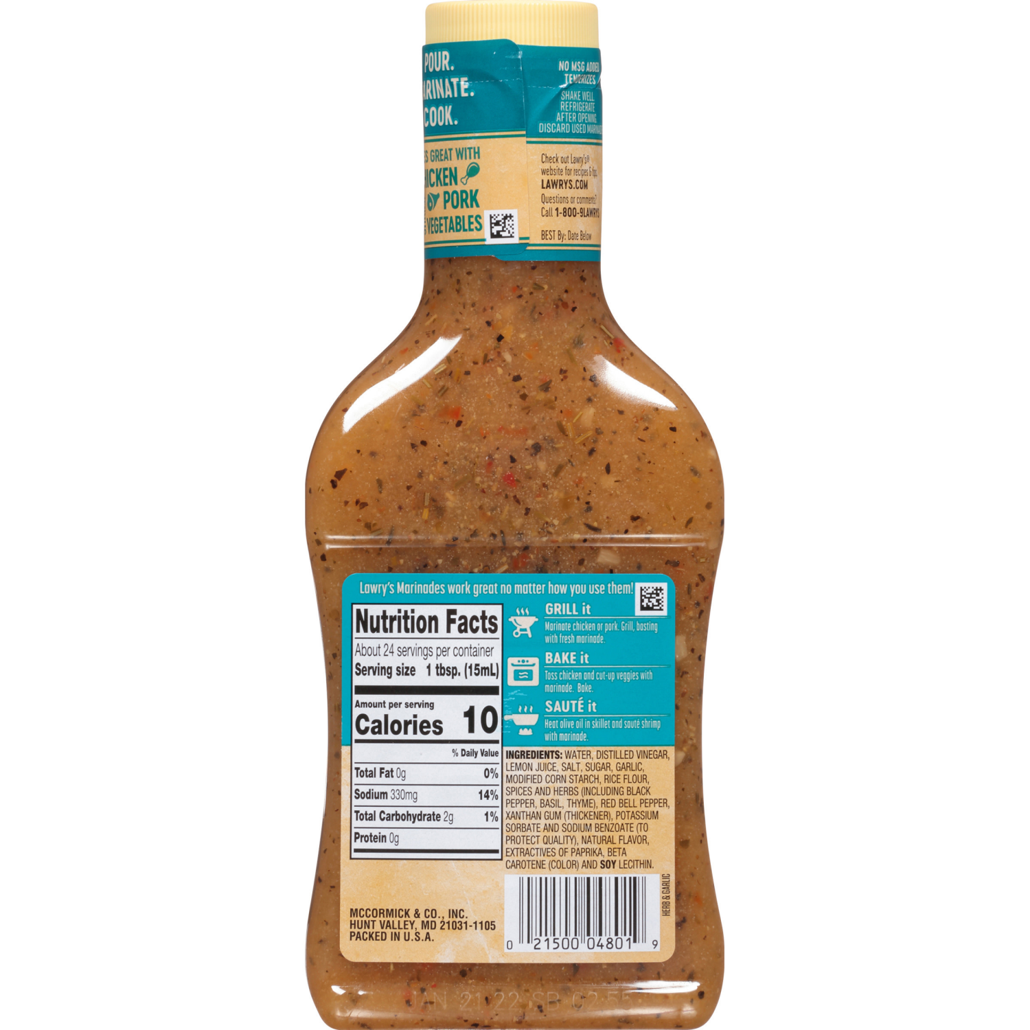 slide 2 of 7, Lawry's Herb & Garlic With Lemon Marinade, 12 oz