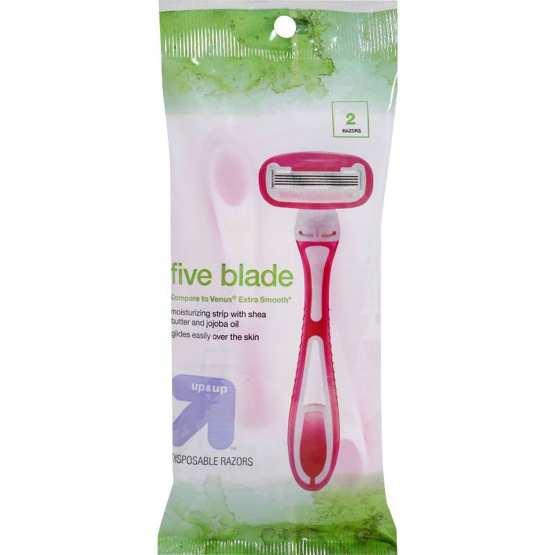 slide 1 of 7, Blade Disposable Razor - Trial Size - 5 Blade/2ct - up&up™, 2 ct