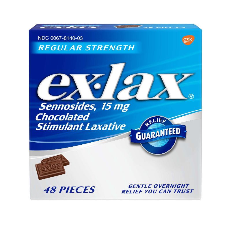 slide 1 of 5, ex-lax Regular Strength Stimulant Laxative Chocolated Pc - 48ct, 48 ct