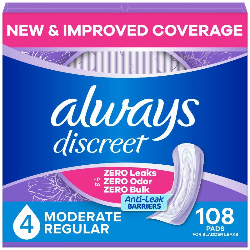 slide 1 of 12, Always Discreet Moderate Incontinence Pads - 108ct, 108 ct