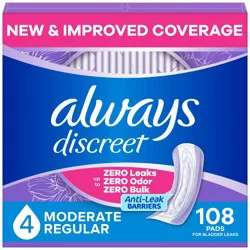 Always Discreet Moderate Incontinence Pads - 108ct
