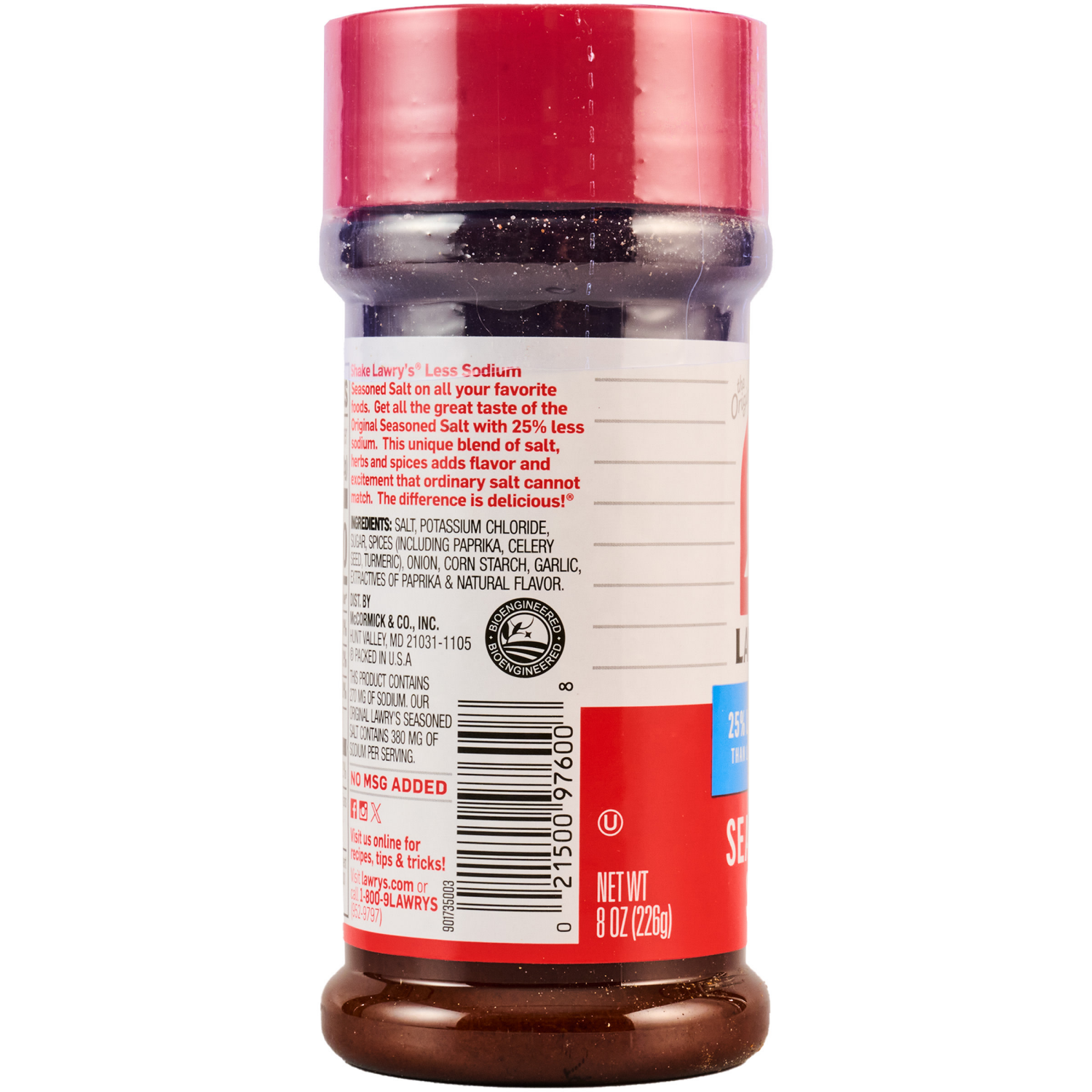 slide 4 of 8, Lawry's 25% Less Sodium Seasoned Salt, 8.0 oz, 8 oz