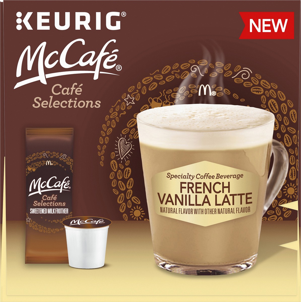 slide 8 of 14, McCafé Cafe Selections French Vanilla Latte K-Cup Pods & Milk Frothers 6 ct Box, 7.65 oz