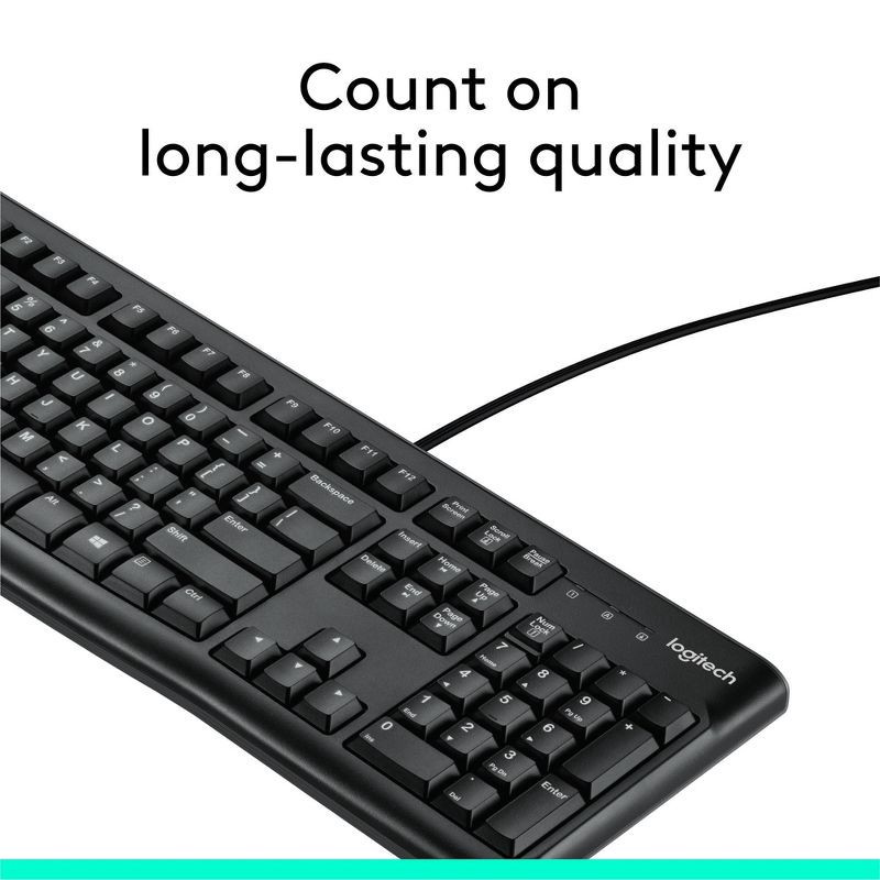 slide 3 of 9, Logitech K120 Ergonomic Desktop USB Keyboard - Black (920-002478), 1 ct