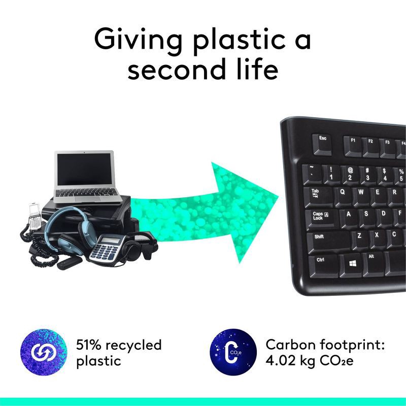 slide 5 of 9, Logitech K120 Ergonomic Desktop USB Keyboard - Black (920-002478), 1 ct