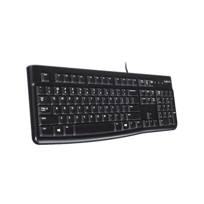 slide 1 of 8, Logitech K120 Ergonomic Desktop USB Keyboard - Black (920-002478), 1 ct