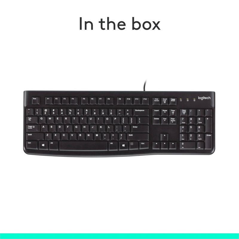slide 9 of 9, Logitech K120 Ergonomic Desktop USB Keyboard - Black (920-002478), 1 ct