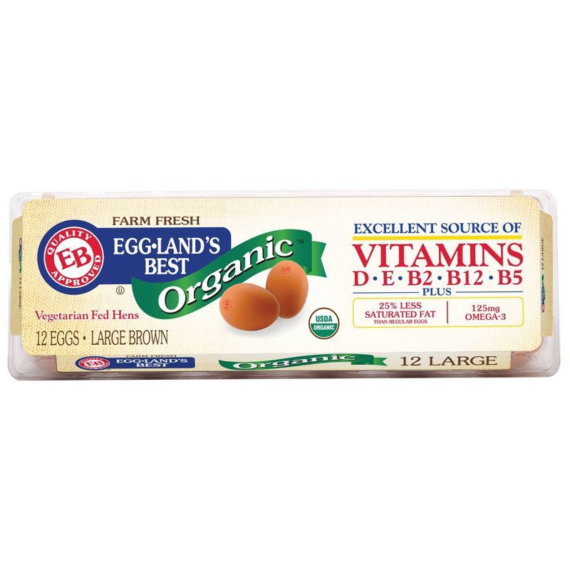 slide 1 of 11, Eggland's Best Organic Grade A Large Brown Eggs - 12ct, 12 ct